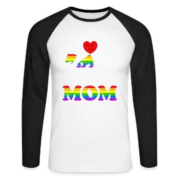 Free Mom Hugs LGBT Pride Mama Baer - Unisex Long Sleeve Baseball T-Shirt - white/black - Front - Nik (191cm)