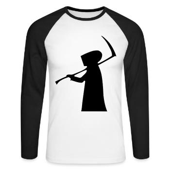 Sensenmann Gevatter Tod Geschenk Gift Middle Ages - Unisex Baseballshirt langarm - Weiß/Schwarz - Vorne - Nik (191cm)