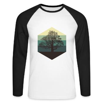 Baum - Unisex Baseballshirt langarm - Weiß/Schwarz - Vorne - Nik (191cm)
