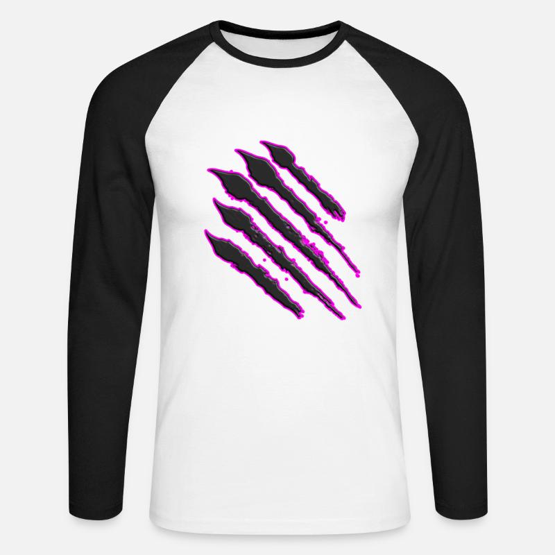 Kratzer Monsterkratzer Bärenpranke Pranke - Unisex Baseballshirt langarm - Weiß/Schwarz