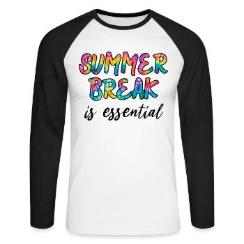 Summer Break Is Essential Teachers - T-shirt baseball manches longues Homme - blanc/noir - Devant - Nik (191cm)