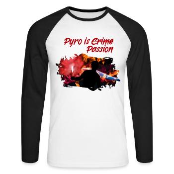 Pyro football Ultras Fan Pyrotechnic cadeau - T-shirt baseball manches longues Homme - blanc/noir - Devant - Nik (191cm)