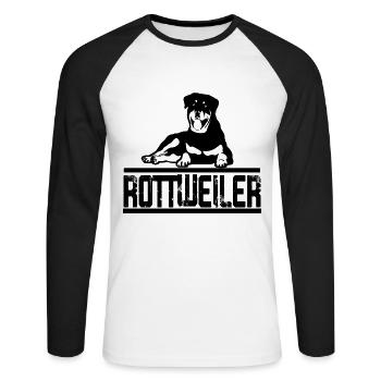 rottweiler - T-shirt baseball manches longues Homme - blanc/noir - Devant - Nik (191cm)