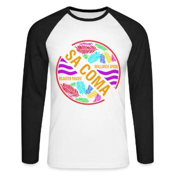 Sa Coma Majorque Espagne Baléares vacances - T-shirt baseball manches longues Homme - blanc/noir - Devant - Nik (191cm)