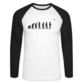 Évolution de l'hélicoptère pilote d'hélicoptère modèle - T-shirt baseball manches longues Homme - blanc/noir - Devant - Nik (191cm)