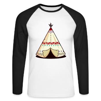 TEEPEE Indian tent - Unisex Long Sleeve Baseball T-Shirt - white/black - Front - Nik (191cm)