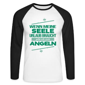 Lustiges Angler Angeln Petri Heil Fischer Geschenk - Unisex Baseballshirt langarm - Weiß/Schwarz - Vorne - Nik (191cm)