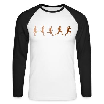 Race humaine, lutte contre le racisme - T-shirt baseball manches longues Homme - blanc/noir - Devant - Nik (191cm)