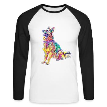 German Shepherd - Unisex Long Sleeve Baseball T-Shirt - white/black - Front - Nik (191cm)