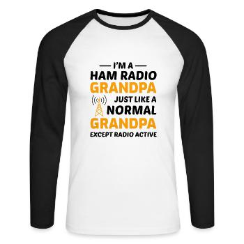 Amateur Ham Radio Operator Dad Grandpa Gift - Unisex Long Sleeve Baseball T-Shirt - white/black - Front - Nik (191cm)