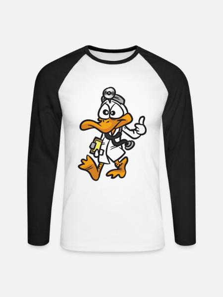Humour de bande dessinée docteur canards - T-shirt baseball manches longues Homme - blanc/noir