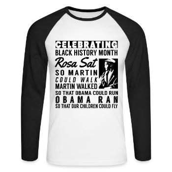 Black History month: Celebrate Pride in Black Hist - Unisex Long Sleeve Baseball T-Shirt - white/black - Front - Nik (191cm)