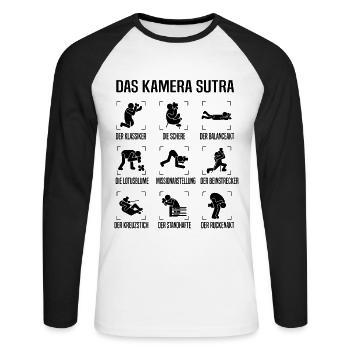Kamera Sutra Fotograf Fotografen Fotografieren - Unisex Baseballshirt langarm - Weiß/Schwarz - Vorne - Nik (191cm)