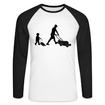 Rasenmäher Rasenmähen Papa Sohn Geschenkidee - Unisex Baseballshirt langarm - Weiß/Schwarz - Vorne - Nik (191cm)