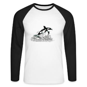 Orca - T-shirt baseball manches longues Homme - blanc/noir - Devant - Nik (191cm)