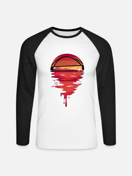 Fehmarn Ostsee Fehmarnsundbrücke Sonnenuntergang - Unisex Baseballshirt langarm - Weiß/Schwarz