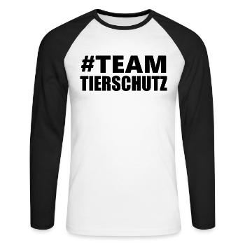 Team Tierschutz - Unisex Baseballshirt langarm - Weiß/Schwarz - Vorne - Nik (191cm)
