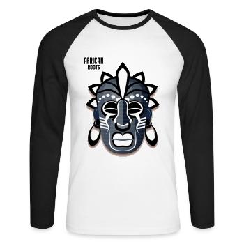 African Mask, I Have African Roots, Africa - Unisex Long Sleeve Baseball T-Shirt - white/black - Front - Nik (191cm)