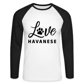 Amour bichon havanais disant femme cadeau havanais - T-shirt baseball manches longues Homme - blanc/noir - Devant - Nik (191cm)