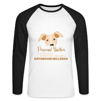 Lévrier, race de chien, whippet - T-shirt baseball manches longues Homme - blanc/noir - Devant - Nik (191cm)
