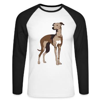 Windhund, Galgo, windhunde - Unisex Baseballshirt langarm - Weiß/Schwarz - Vorne - Nik (191cm)