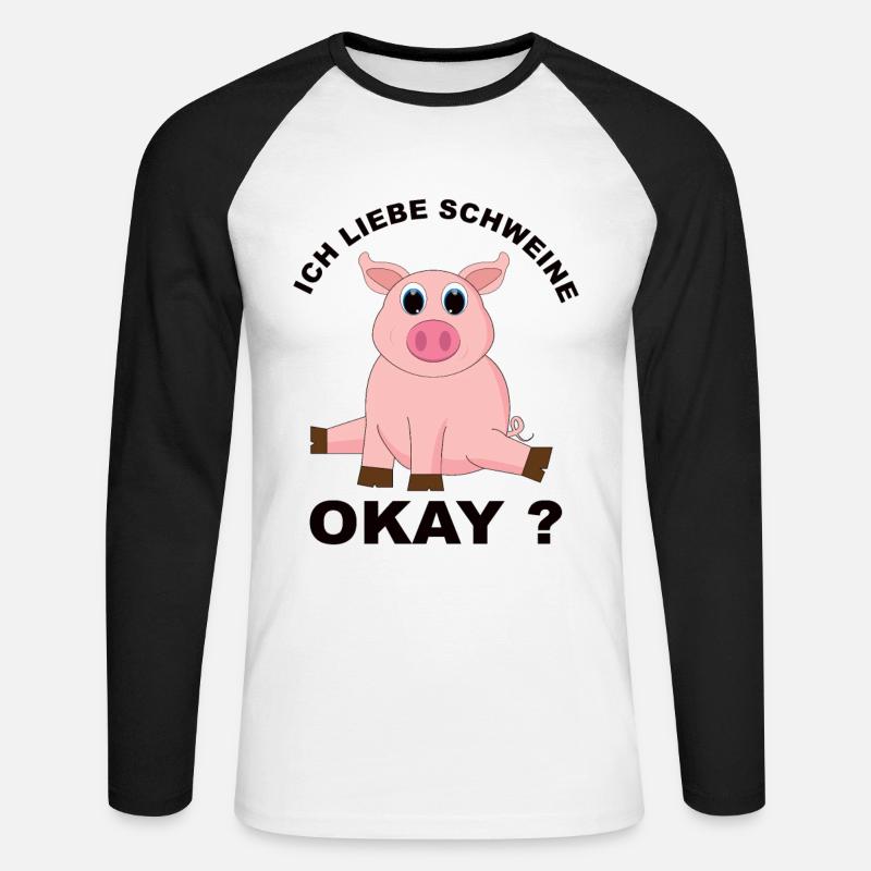 Schweine - Unisex Baseballshirt langarm - Weiß/Schwarz