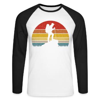 Vintage Retro Hiking - Unisex Baseballshirt langarm - Weiß/Schwarz - Vorne - Nik (191cm)