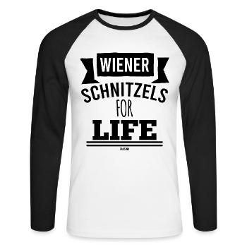 Wiener Schnitzel Autriche viande - T-shirt baseball manches longues Homme - blanc/noir - Devant - Nik (191cm)