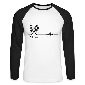 Amateur Ham Radio Operator Heartbeat Dad Gift - Unisex Long Sleeve Baseball T-Shirt - white/black - Front - Nik (191cm)