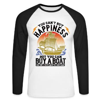 Boot - Kapitän - Bootsbesitzer - Unisex Baseballshirt langarm - Weiß/Schwarz - Vorne - Nik (191cm)