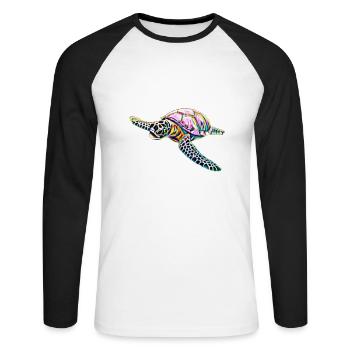 Sea turtle - Unisex Long Sleeve Baseball T-Shirt - white/black - Front - Nik (191cm)