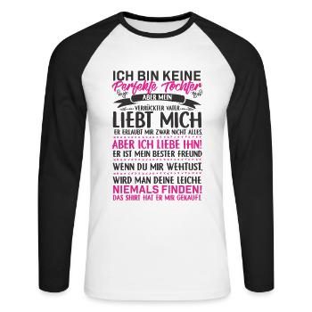 Tochter Vater Liebe Familie Geschenk Geburtstag - Unisex Baseballshirt langarm - Weiß/Schwarz - Vorne - Nik (191cm)