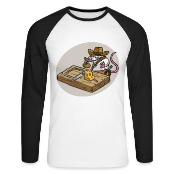 INDIANA JONES Souris Pièges Fromage Enfants Humour - T-shirt baseball manches longues Homme - blanc/noir - Devant - Nik (191cm)