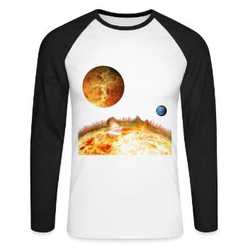Weltraum - Unisex Baseballshirt langarm - Weiß/Schwarz - Vorne - Nik (191cm)