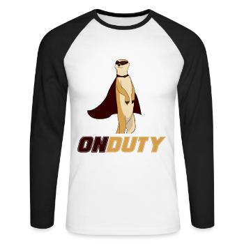 Meerkats, meerkats relax, Meerkat - Unisex Long Sleeve Baseball T-Shirt - white/black - Front - Nik (191cm)