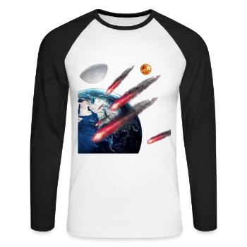 espace - T-shirt baseball manches longues Homme - blanc/noir - Devant - Nik (191cm)