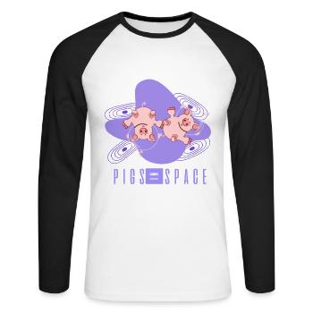 Cochon, éleveur de porcs, cochon drôle - T-shirt baseball manches longues Homme - blanc/noir - Devant - Nik (191cm)