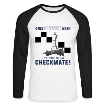 Échecs, échecs et mat, pions d'échecs - T-shirt baseball manches longues Homme - blanc/noir - Devant - Nik (191cm)