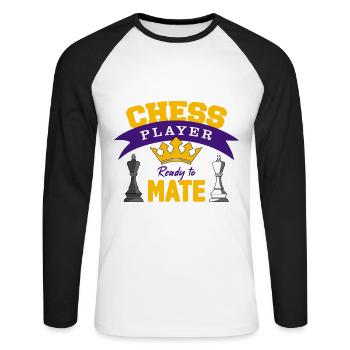 Échecs, jeu d'échecs, jeu d'échecs - T-shirt baseball manches longues Homme - blanc/noir - Devant - Nik (191cm)