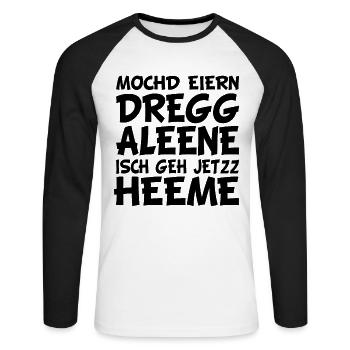 Büro Büros Arbeit Kollege Kollegin sächsisch - Unisex Baseballshirt langarm - Weiß/Schwarz - Vorne - Nik (191cm)