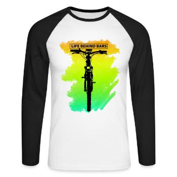 Life behind bars gift for pedal & steering wheel fans - Unisex Long Sleeve Baseball T-Shirt - white/black - Front - Nik (191cm)