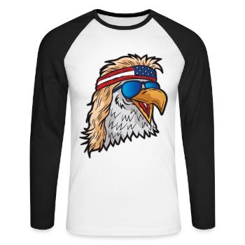 Pygargue à tête blanche américaine Patriot USA - T-shirt baseball manches longues Homme - blanc/noir - Devant - Nik (191cm)