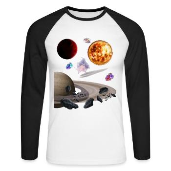 Univers - T-shirt baseball manches longues Homme - blanc/noir - Devant - Nik (191cm)