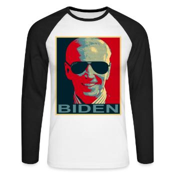 Biden, Biden 2020, Président de Biden, Anti  - T-shirt baseball manches longues Homme - blanc/noir - Devant - Nik (191cm)