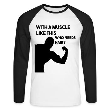 Muscles et calvitie - T-shirt baseball manches longues Homme - blanc/noir - Devant - Nik (191cm)