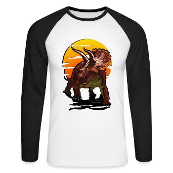Cadeau de dinosaure tricératops cool pour les dinosaures - T-shirt baseball manches longues Homme - blanc/noir - Devant - Nik (191cm)