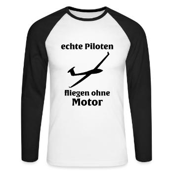 echte segelflug piloten lustig geschenk fliegen - Unisex Baseballshirt langarm - Weiß/Schwarz - Vorne - Nik (191cm)