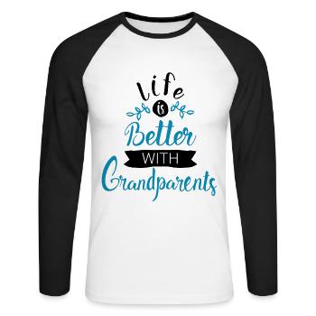 Oma Opa Großeltern Geschenk - Unisex Baseballshirt langarm - Weiß/Schwarz - Vorne - Nik (191cm)