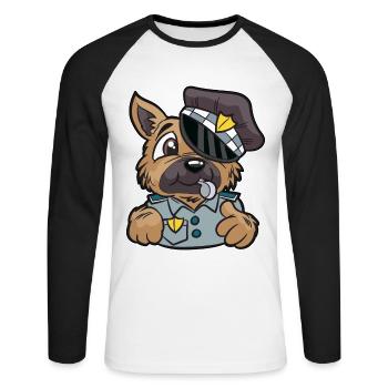 Polizeihund Polizei Hund Englischer Polizist Bobby - Unisex Baseballshirt langarm - Weiß/Schwarz - Vorne - Nik (191cm)