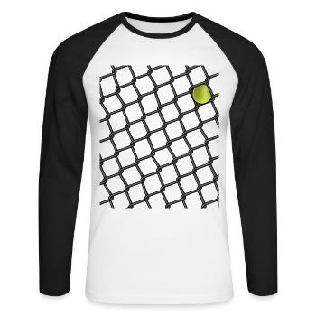 Grid fence with tennis ball gift for tennis - Unisex Long Sleeve Baseball T-Shirt - white/black - Front - Nik (191cm)